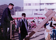 国旗掲揚台贈呈もちつきの写真